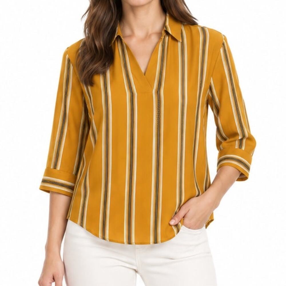NWT Forever 21 Contemporary Mustard Tie Back Blouse Small